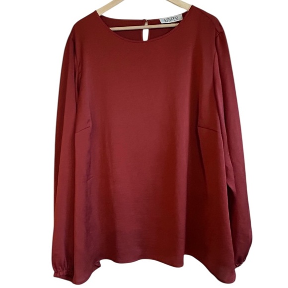 Kasper Tops - Kasper Burnt Orange Career Silky Relaxed Boxy Blouse Size 3X